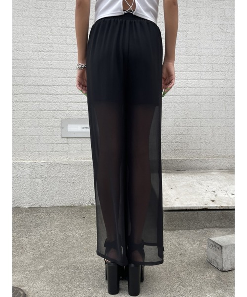 EGOIST（エゴイスト）の「レイヤードシアーワイドパンツ（その他パンツ・レディース・イエロー/ブラック/ホワイト・FREE）」の4枚目の写真