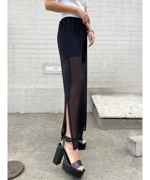 EGOIST（エゴイスト）の「レイヤードシアーワイドパンツ（その他パンツ・レディース・イエロー/ブラック/ホワイト・FREE）」の18枚目の写真