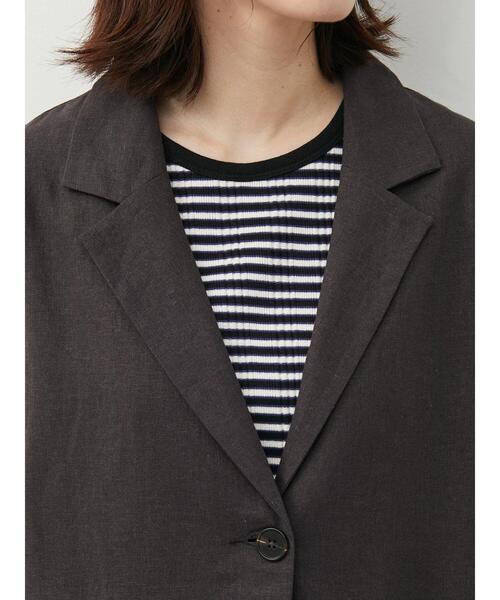 Green　Parks（グリーンパークス）の「ベルギーリネン混 ジレジャケット（ベスト・レディース・ダークグレー/ライトベージュ・FREE）」の10枚目の写真