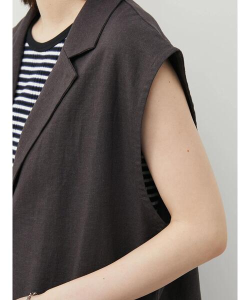 Green　Parks（グリーンパークス）の「ベルギーリネン混 ジレジャケット（ベスト・レディース・ダークグレー/ライトベージュ・FREE）」の11枚目の写真