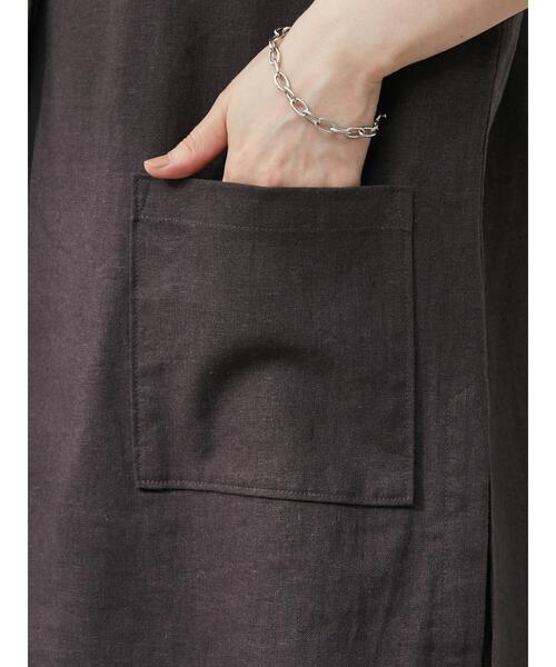 Green　Parks（グリーンパークス）の「ベルギーリネン混 ジレジャケット（ベスト・レディース・ダークグレー/ライトベージュ・FREE）」の12枚目の写真