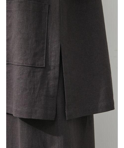 Green　Parks（グリーンパークス）の「ベルギーリネン混 ジレジャケット（ベスト・レディース・ダークグレー/ライトベージュ・FREE）」の13枚目の写真