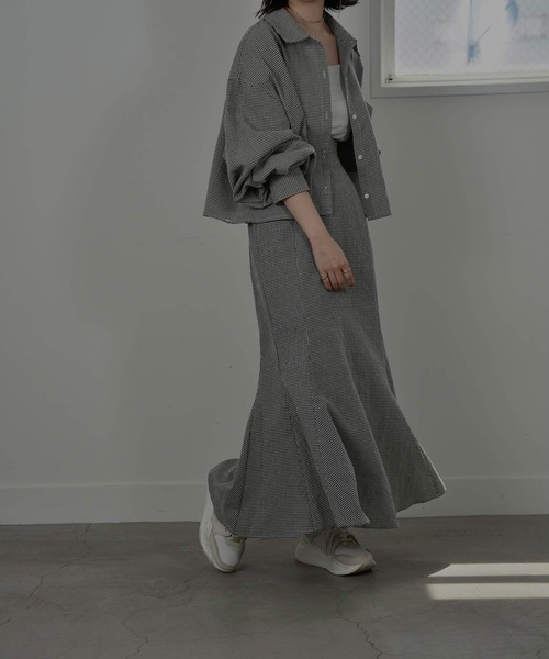 I_am（アイアム）の「gingham mermaid skirt（スカート・レディース・ブラック/レッド・FREE）」の2枚目の写真