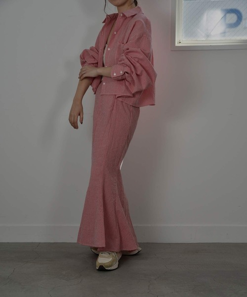 I_am（アイアム）の「gingham mermaid skirt（スカート・レディース・ブラック/レッド・FREE）」の4枚目の写真