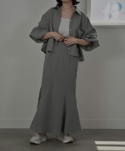 I_am（アイアム）の「gingham mermaid skirt（スカート・レディース・ブラック/レッド・FREE）」の9枚目の写真