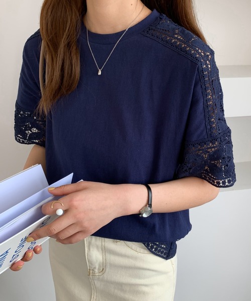 ABITOKYO(アビトーキョー)の「レース切替カットソー(Tシャツ/カットソー・レディース・ホワイト/ブラック/ネイビー・L/M)」の8枚目の写真