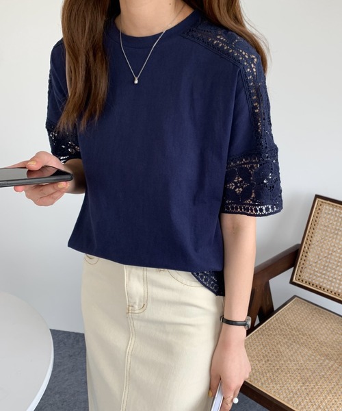 ABITOKYO(アビトーキョー)の「レース切替カットソー(Tシャツ/カットソー・レディース・ホワイト/ブラック/ネイビー・L/M)」の10枚目の写真