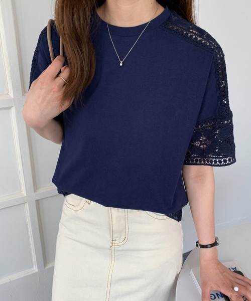 ABITOKYO(アビトーキョー)の「レース切替カットソー(Tシャツ/カットソー・レディース・ホワイト/ブラック/ネイビー・L/M)」の13枚目の写真