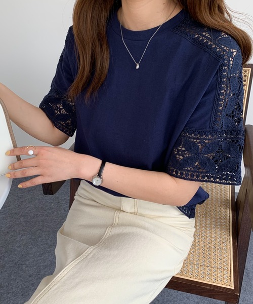 ABITOKYO(アビトーキョー)の「レース切替カットソー(Tシャツ/カットソー・レディース・ホワイト/ブラック/ネイビー・L/M)」の14枚目の写真