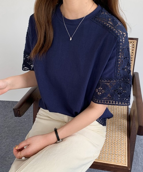 ABITOKYO(アビトーキョー)の「レース切替カットソー(Tシャツ/カットソー・レディース・ホワイト/ブラック/ネイビー・L/M)」の16枚目の写真