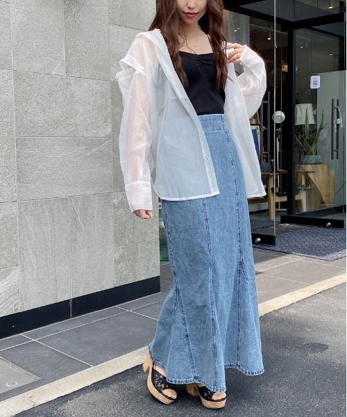 abc une face（アーベーセーアンフェイス）の「2WAYシアーシャツ（シャツ/ブラウス・レディース・ホワイト/ライトブルー/ブラック/ライトグリーン/ライトピンク/ピンク系その他・FREE）」の15枚目の写真