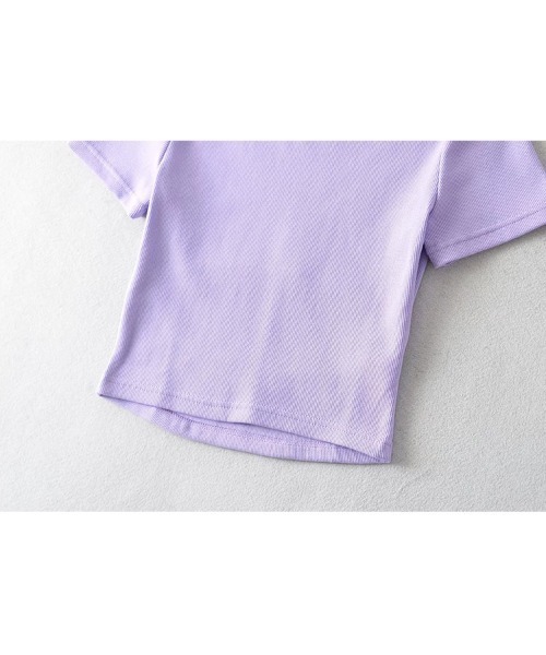 Ressaca(レサーカ)の「ショート丈 バックオープン クロップド半袖リブTシャツ(Tシャツ/カットソー・レディース・ホワイト/ブラック/パープル/ブラウン/グレー/ブルー/グリーン・S/M)」の16枚目の写真