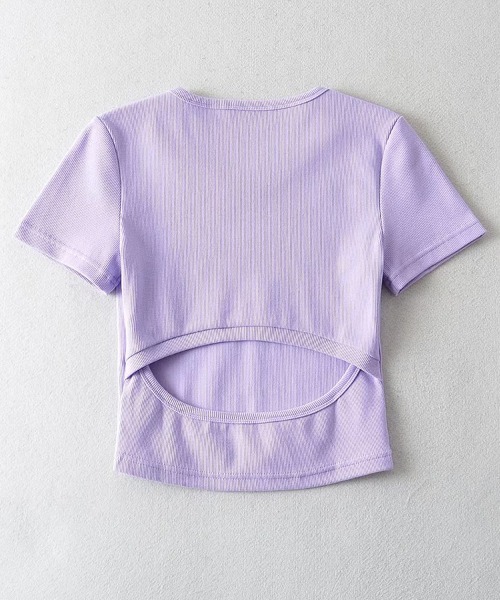 Ressaca(レサーカ)の「ショート丈 バックオープン クロップド半袖リブTシャツ(Tシャツ/カットソー・レディース・ホワイト/ブラック/パープル/ブラウン/グレー/ブルー/グリーン・S/M)」の11枚目の写真