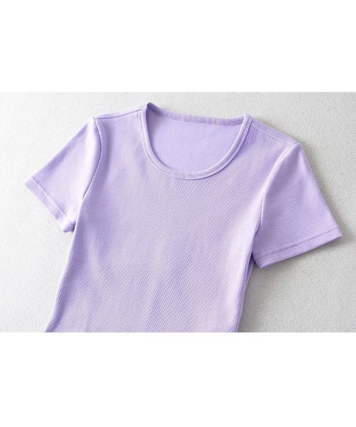 Ressaca(レサーカ)の「ショート丈 バックオープン クロップド半袖リブTシャツ(Tシャツ/カットソー・レディース・ホワイト/ブラック/パープル/ブラウン/グレー/ブルー/グリーン・S/M)」の22枚目の写真