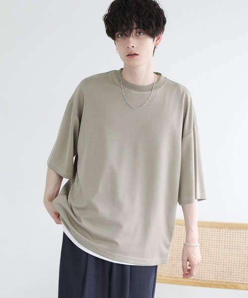 ASTRONOMY(アストロノミー)の「COOLダンボール半袖クルーネックTシャツ 接触冷感(Tシャツ/カットソー・メンズ・ホワイト/ブラック/ベージュ/パープル/グレー/グリーン/マスタード/ホワイト系1/ブラック系/グレー系/ベージュ系/グリーン系/パープル系/イエロー系/ブルー・M/L)」の7枚目の写真