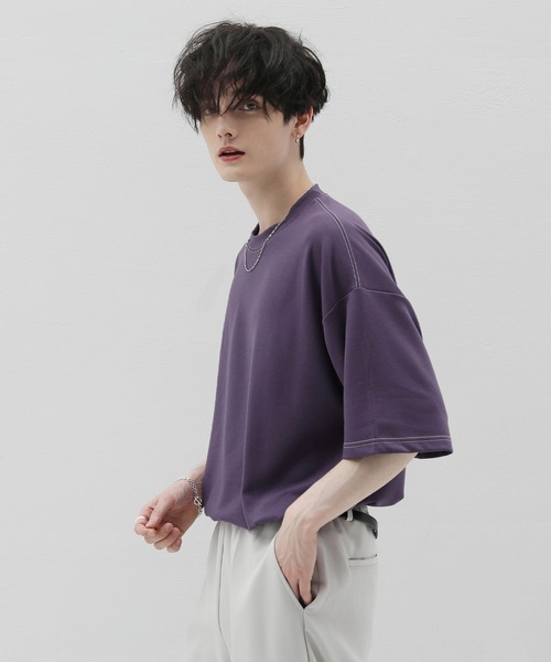 ASTRONOMY(アストロノミー)の「COOLダンボール半袖クルーネックTシャツ 接触冷感(Tシャツ/カットソー・メンズ・ホワイト/ブラック/ベージュ/パープル/グレー/グリーン/マスタード/ホワイト系1/ブラック系/グレー系/ベージュ系/グリーン系/パープル系/イエロー系/ブルー・M/L)」の12枚目の写真