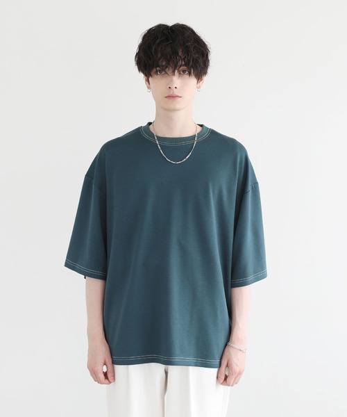 ASTRONOMY(アストロノミー)の「COOLダンボール半袖クルーネックTシャツ 接触冷感(Tシャツ/カットソー・メンズ・ホワイト/ブラック/ベージュ/パープル/グレー/グリーン/マスタード/ホワイト系1/ブラック系/グレー系/ベージュ系/グリーン系/パープル系/イエロー系/ブルー・M/L)」の22枚目の写真
