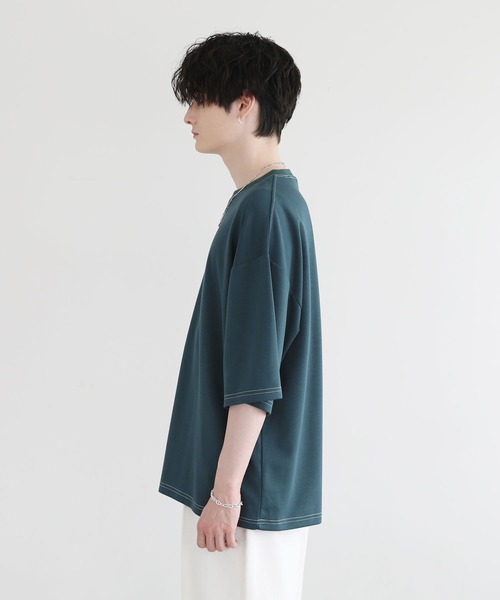 ASTRONOMY(アストロノミー)の「COOLダンボール半袖クルーネックTシャツ 接触冷感(Tシャツ/カットソー・メンズ・ホワイト/ブラック/ベージュ/パープル/グレー/グリーン/マスタード/ホワイト系1/ブラック系/グレー系/ベージュ系/グリーン系/パープル系/イエロー系/ブルー・M/L)」の21枚目の写真