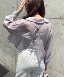 OLIVE des OLIVE | バックリボンボリューム袖クロップドシャツ(シャツ/ブラウス)