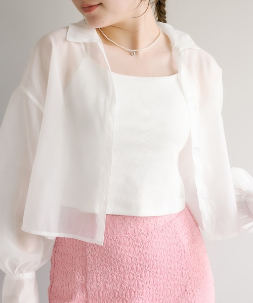 OLIVE des OLIVE（オリーブデオリーブ）の「バックリボンボリューム袖クロップドシャツ（シャツ/ブラウス・レディース・ホワイト/オフホワイト/ピンク/ラベンダー・FREE）」の8枚目の写真
