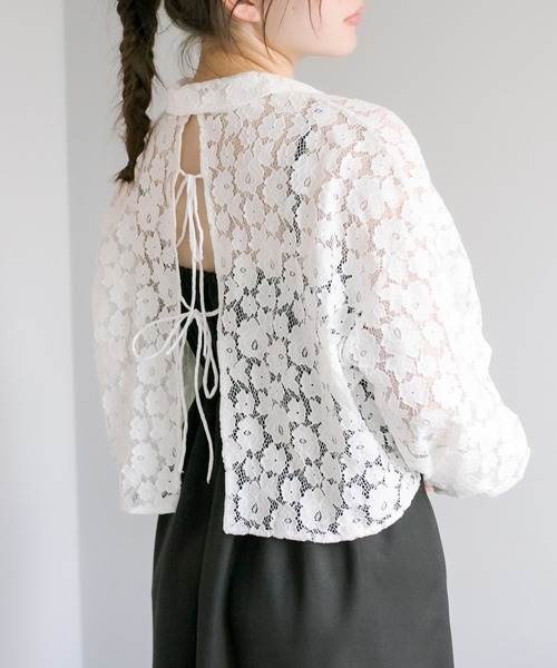 OLIVE des OLIVE（オリーブデオリーブ）の「バックリボンボリューム袖クロップドシャツ（シャツ/ブラウス・レディース・ホワイト/オフホワイト/ピンク/ラベンダー・FREE）」の15枚目の写真