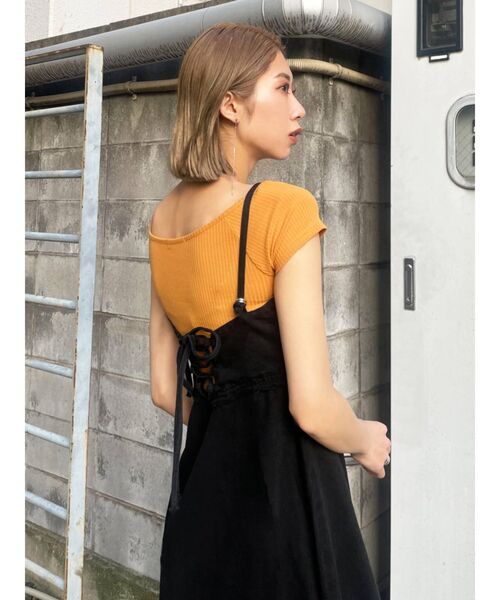 EMODA（エモダ）の「フィットリブTシャツ（Tシャツ/カットソー・レディース・ホワイト/ブラック/ブルー/オレンジ・FREE）」の10枚目の写真