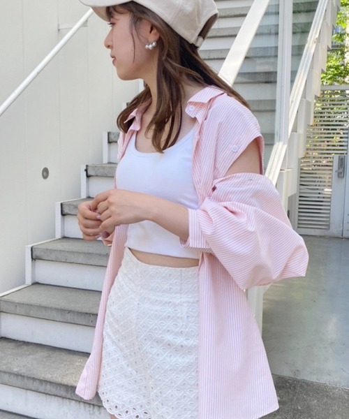 one after another NICE CLAUP(ワンアフターアナザーナイスクラップ)の「バックドロストマルチウェイシャツ(シャツ/ブラウス・レディース・オフホワイト/ブルー/ブルー系その他/オレンジ系その他・FREE)」の4枚目の写真