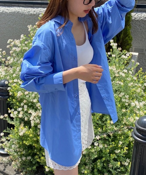 one after another NICE CLAUP(ワンアフターアナザーナイスクラップ)の「バックドロストマルチウェイシャツ(シャツ/ブラウス・レディース・オフホワイト/ブルー/ブルー系その他/オレンジ系その他・FREE)」の2枚目の写真