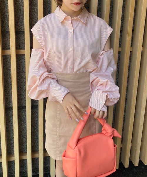 one after another NICE CLAUP(ワンアフターアナザーナイスクラップ)の「バックドロストマルチウェイシャツ(シャツ/ブラウス・レディース・オフホワイト/ブルー/ブルー系その他/オレンジ系その他・FREE)」の19枚目の写真