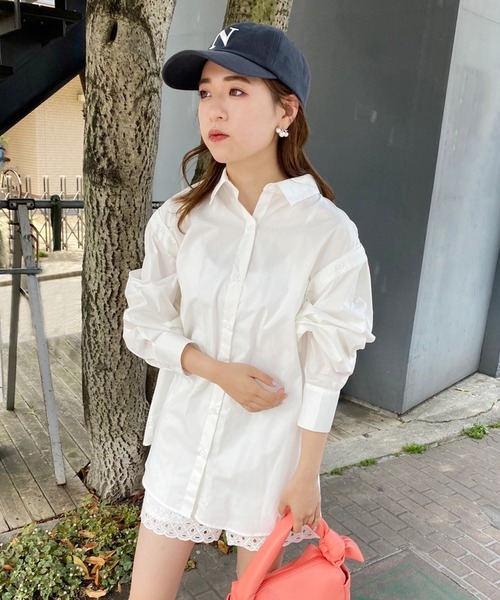 one after another NICE CLAUP(ワンアフターアナザーナイスクラップ)の「バックドロストマルチウェイシャツ(シャツ/ブラウス・レディース・オフホワイト/ブルー/ブルー系その他/オレンジ系その他・FREE)」の14枚目の写真