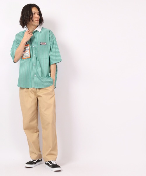 Limited Line Naive Magic（リミテッドラインナイーブマジック）の「レトロワ－ク ストライプ ワッペン刺繍 クレリック オーバーシャツ（シャツ/ブラウス・メンズ・ホワイト/ブルー/グリーン/マルチ・M/L）」の16枚目の写真