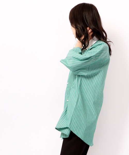 Limited Line Naive Magic（リミテッドラインナイーブマジック）の「レトロワ－ク ストライプ ワッペン刺繍 クレリック オーバーシャツ（シャツ/ブラウス・メンズ・ホワイト/ブルー/グリーン/マルチ・M/L）」の20枚目の写真