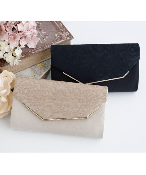 Cupid Heart(キューピッドハート)の「【Cupid Heart】結婚式バッグ 幾何学レースクラッチバッグ(クラッチバッグ・レディース・ベージュ/ブラック・MEDIUM)」の16枚目の写真