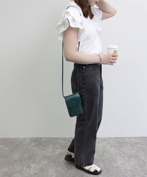 MLI'A（エムリア）の「袖異素材フリルトップス（Tシャツ/カットソー・レディース・オフホワイト/ブラック/ブルー・M）」の9枚目の写真