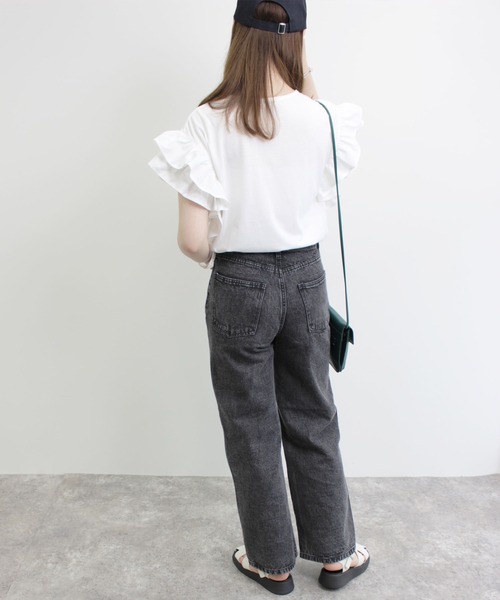 MLI'A（エムリア）の「袖異素材フリルトップス（Tシャツ/カットソー・レディース・オフホワイト/ブラック/ブルー・M）」の11枚目の写真