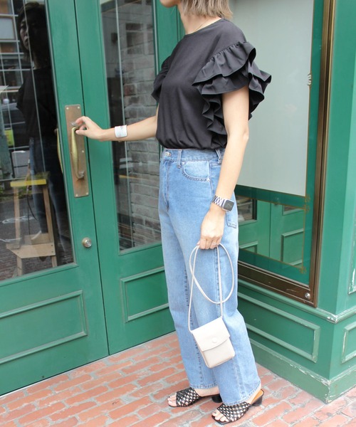 MLI'A（エムリア）の「袖異素材フリルトップス（Tシャツ/カットソー・レディース・オフホワイト/ブラック/ブルー・M）」の15枚目の写真