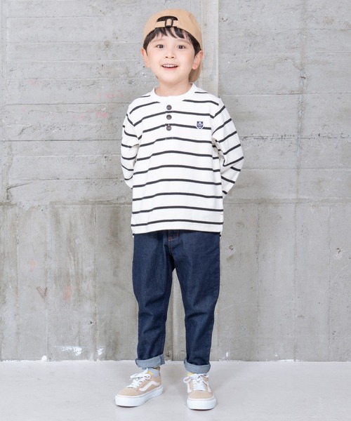 RAGMART（ラグマート）の「ノーカラーラガーシャツ（Tシャツ/カットソー・キッズ・オフホワイト/ネイビー・130cm/120cm/110cm/100cm）」の4枚目の写真