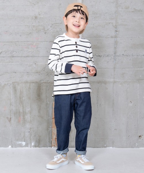 RAGMART（ラグマート）の「ノーカラーラガーシャツ（Tシャツ/カットソー・キッズ・オフホワイト/ネイビー・130cm/120cm/110cm/100cm）」の3枚目の写真