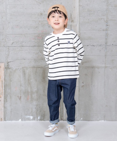 RAGMART（ラグマート）の「ノーカラーラガーシャツ（Tシャツ/カットソー・キッズ・オフホワイト/ネイビー・130cm/120cm/110cm/100cm）」の7枚目の写真