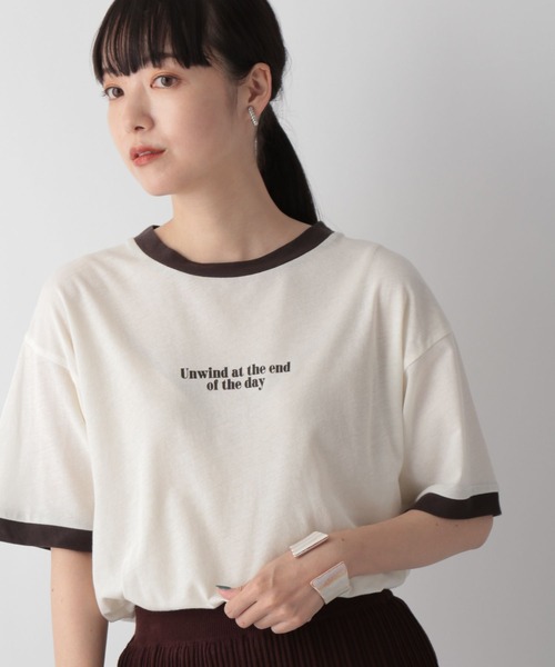 LOWRYS FARM（ローリーズファーム）の「リンガーＴシャツ　123358（Tシャツ/カットソー・レディース・ブラック/ブラウン/グリーン・FREE）」の2枚目の写真