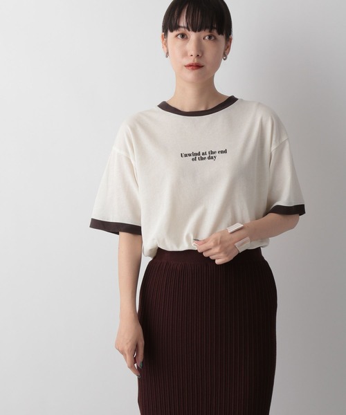 LOWRYS FARM（ローリーズファーム）の「リンガーＴシャツ　123358（Tシャツ/カットソー・レディース・ブラック/ブラウン/グリーン・FREE）」の5枚目の写真