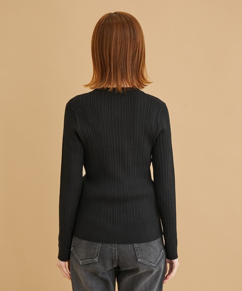 ROPE' PICNIC（ロペピクニック）の「ミニケーブルニットプルオーバー（ニット/セーター・レディース・ブラック/ベージュ系その他/ダークグリーン/マスタード・38）」の7枚目の写真