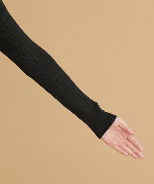 ROPE' PICNIC（ロペピクニック）の「ミニケーブルニットプルオーバー（ニット/セーター・レディース・ブラック/ベージュ系その他/ダークグリーン/マスタード・38）」の9枚目の写真