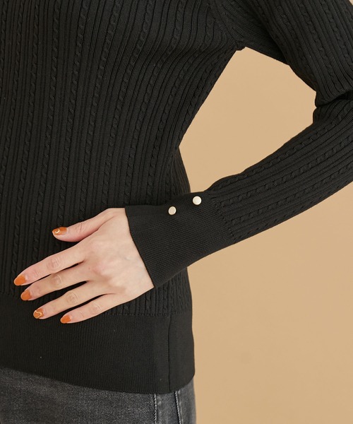 ROPE' PICNIC（ロペピクニック）の「ミニケーブルニットプルオーバー（ニット/セーター・レディース・ブラック/ベージュ系その他/ダークグリーン/マスタード・38）」の10枚目の写真