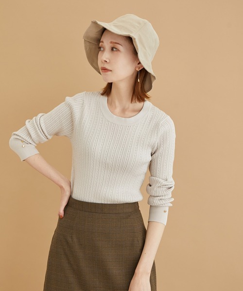 ROPE' PICNIC（ロペピクニック）の「ミニケーブルニットプルオーバー（ニット/セーター・レディース・ブラック/ベージュ系その他/ダークグリーン/マスタード・38）」の18枚目の写真