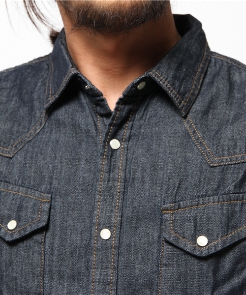 GIORDANO（ジョルダーノ）の「[GIORDANO]デニムシャツ（シャツ/ブラウス・メンズ・インディゴブルー/ダークインディゴブルー/ライトインディゴブルー・MEDIUM/LARGE）」の7枚目の写真