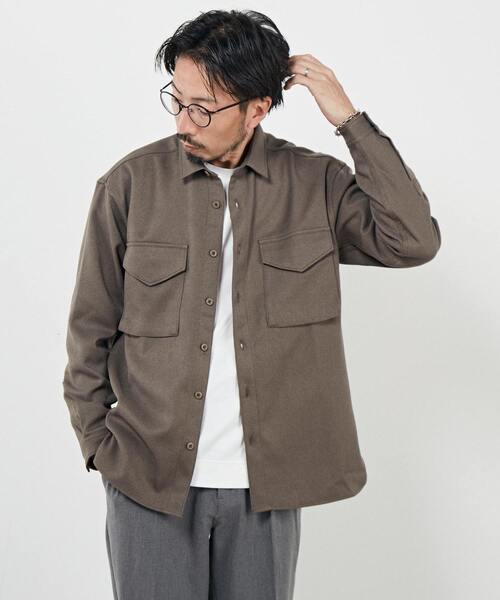 MEN'S MELROSE(メンズメルローズ)の「サスティナブルオフィサーシャツ(シャツ/ブラウス・メンズ・ベージュ/カーキ/グレー・2/3/4)」の3枚目の写真