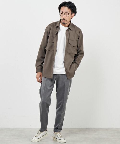 MEN'S MELROSE(メンズメルローズ)の「サスティナブルオフィサーシャツ(シャツ/ブラウス・メンズ・ベージュ/カーキ/グレー・2/3/4)」の9枚目の写真
