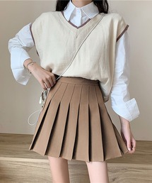 ハイウエストAラインプリーツミニスカート
