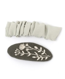 studio CLIP | 2SETフラワー刺繍ピン(バレッタ/ヘアクリップ)